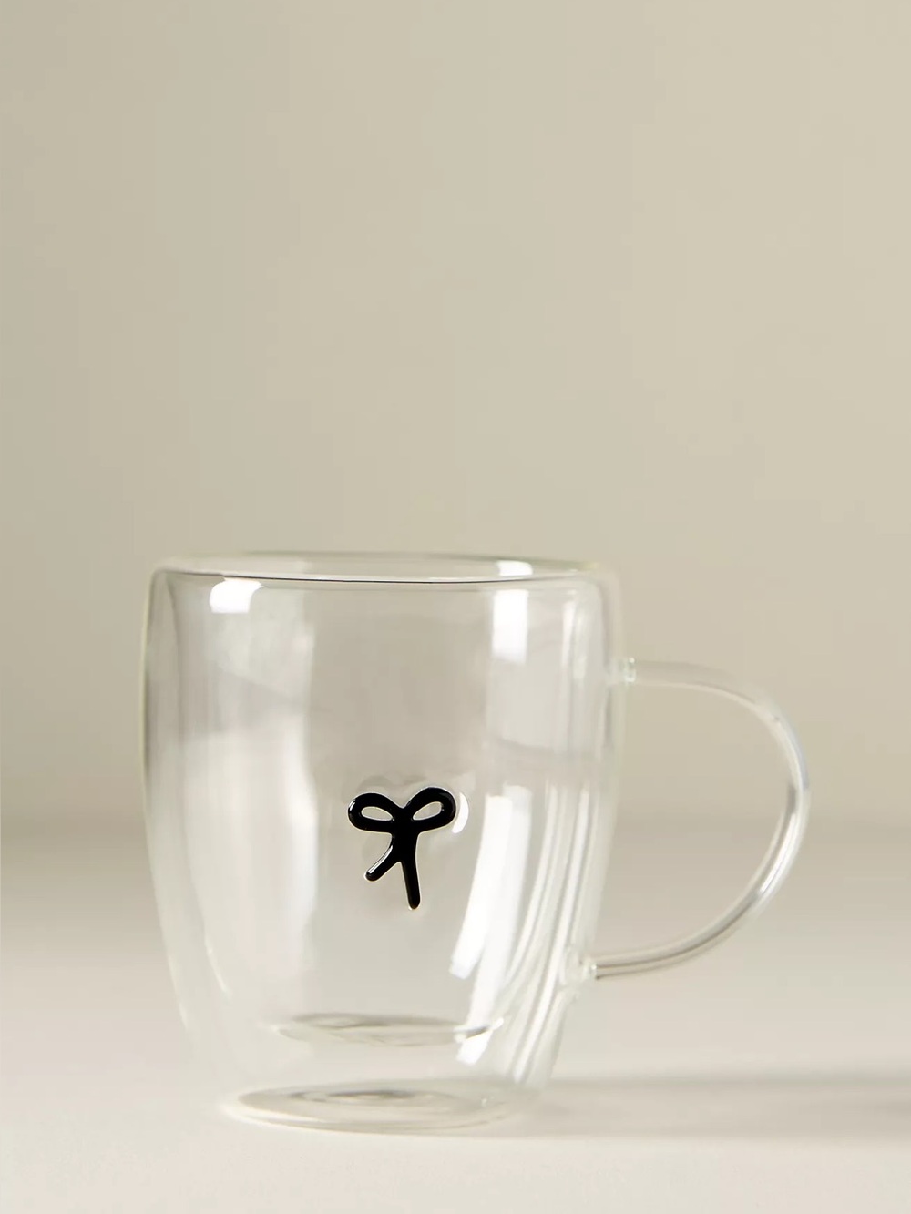 Anthropologie Icon Glass Mug - Coquette Black Bow Edition (Double-Wall Glass)